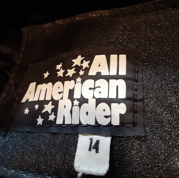 Black leather jacket long Fringe size 14 medium - Picture 2 of 2